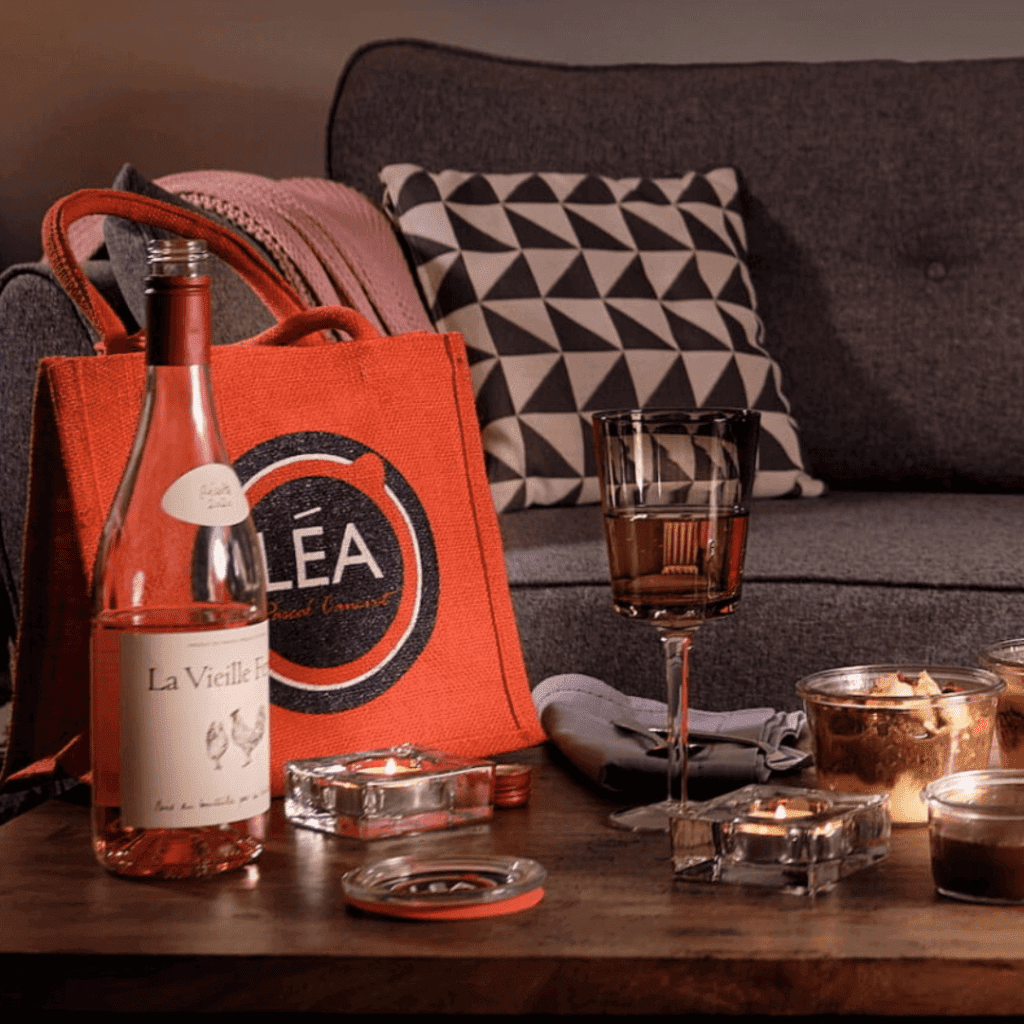Lea maison bleue orange branded jute bag sq-1-1