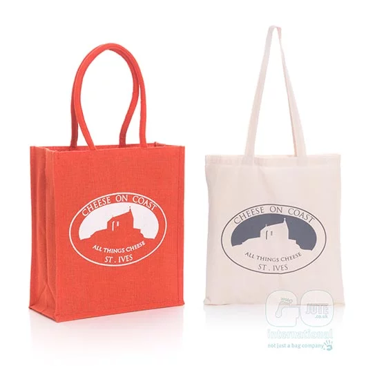 printed jute bag for cheese company