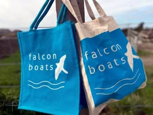 Falcon Boats jute bag and cotton bag