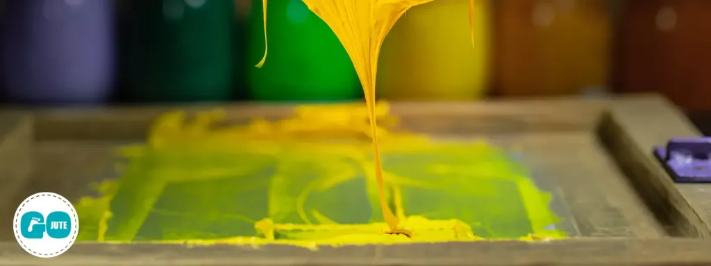 traditional screenprinting using bright yellow inks