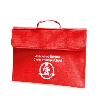 Archbishop benson School book bag in red jute