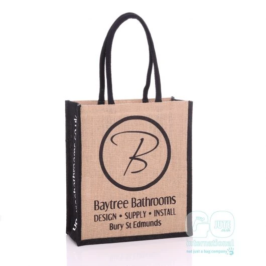 Baytree Bathrooms branded jute bag in black
