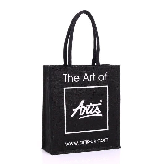 Artis branded black jute bottle bag