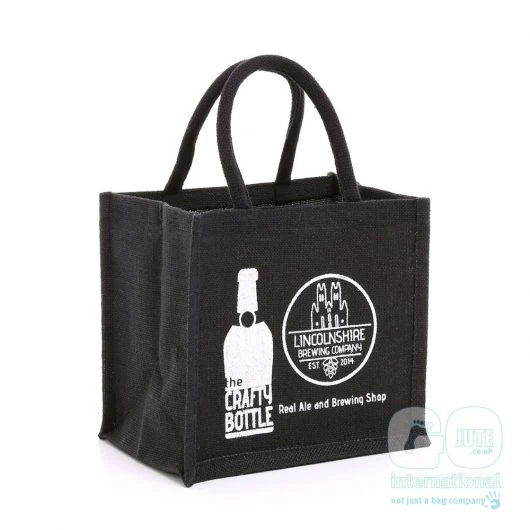 jute bottle bag branded with The Crafty Bottle
