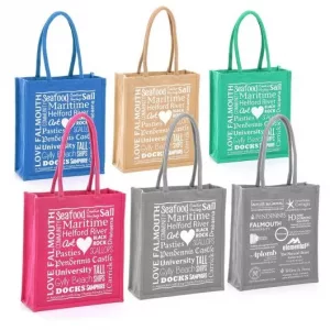 king charles primary school colourful jute bags