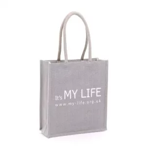 my life grey jute bag