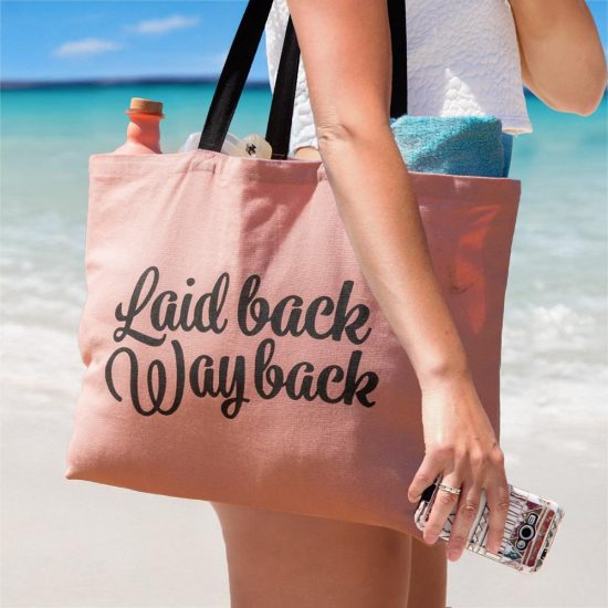 GJCANV10BBPink-Black-FEATURE Large pink cotton canvas beach bag